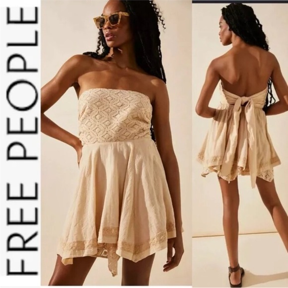NWT! FREE PEOPLE romanticize nude peach dress, M. - Picture 9 of 12